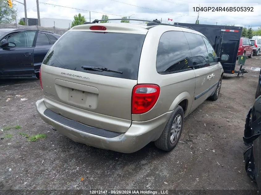 2006 Dodge Grand Caravan Se VIN: 1D4GP24R46B505392 Lot: 12012147