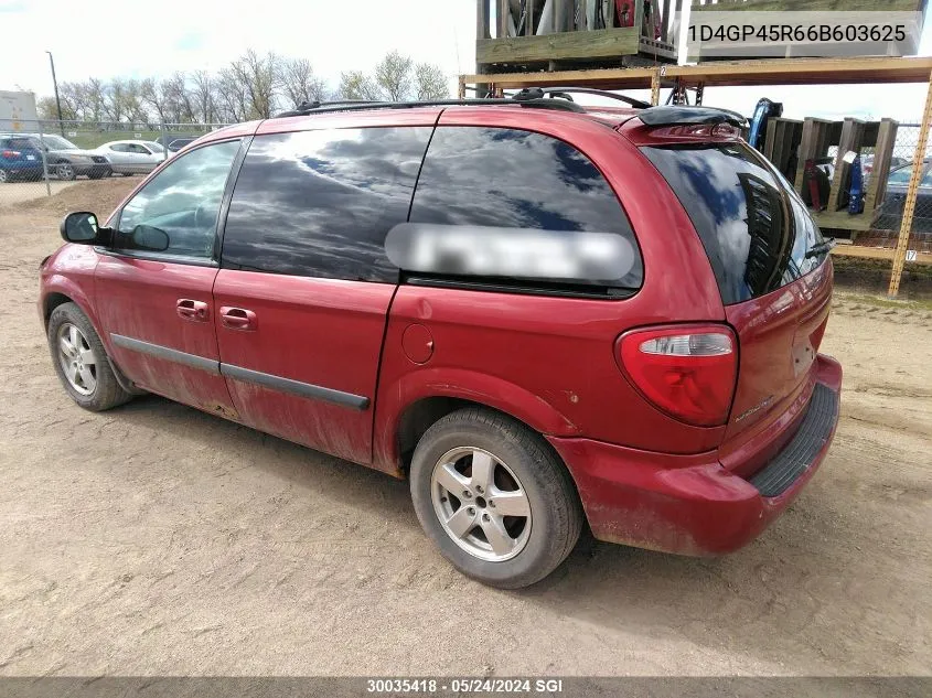 2006 Dodge Caravan Sxt VIN: 1D4GP45R66B603625 Lot: 30035418