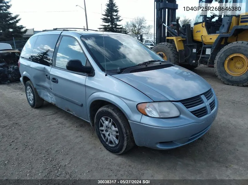 2006 Dodge Caravan Se VIN: 1D4GP25R26B646380 Lot: 30038317