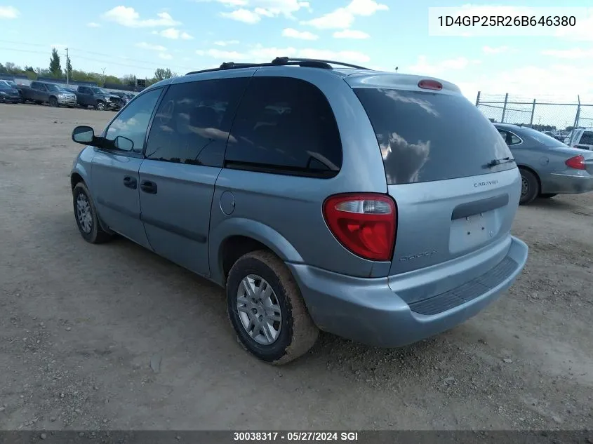 2006 Dodge Caravan Se VIN: 1D4GP25R26B646380 Lot: 30038317