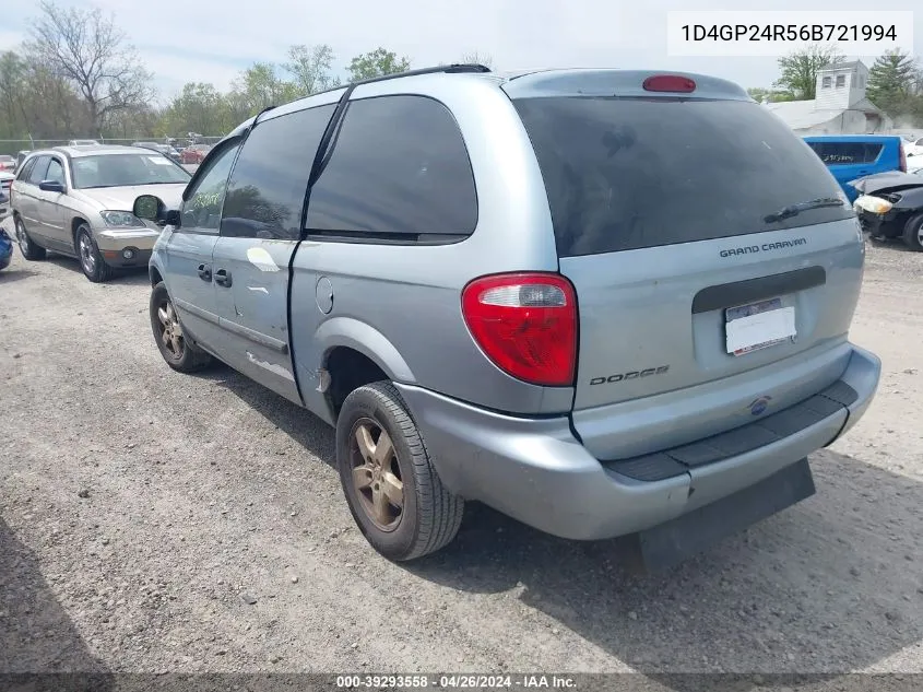 2006 Dodge Grand Caravan Se VIN: 1D4GP24R56B721994 Lot: 39293558