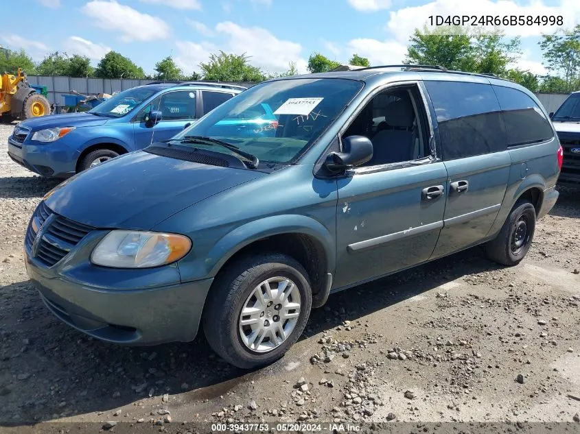 2006 Dodge Grand Caravan Se VIN: 1D4GP24R66B584998 Lot: 39437753