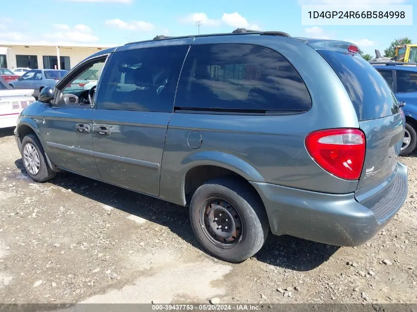 2006 Dodge Grand Caravan Se VIN: 1D4GP24R66B584998 Lot: 39437753