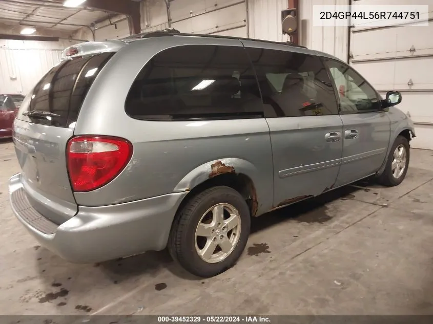 2006 Dodge Grand Caravan Sxt VIN: 2D4GP44L56R744751 Lot: 39452329