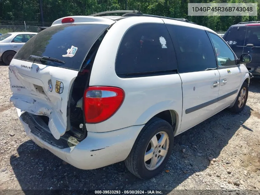 2006 Dodge Caravan Sxt VIN: 1D4GP45R36B743048 Lot: 39533293