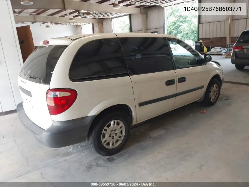 2006 Dodge Caravan Se VIN: 1D4GP25B76B603771 Lot: 39559726