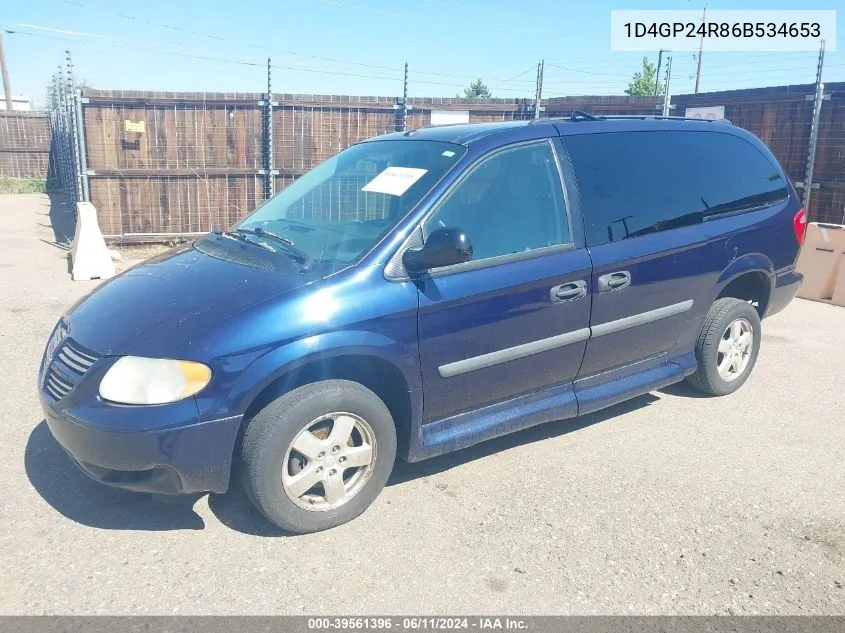 2006 Dodge Grand Caravan Se VIN: 1D4GP24R86B534653 Lot: 39561396