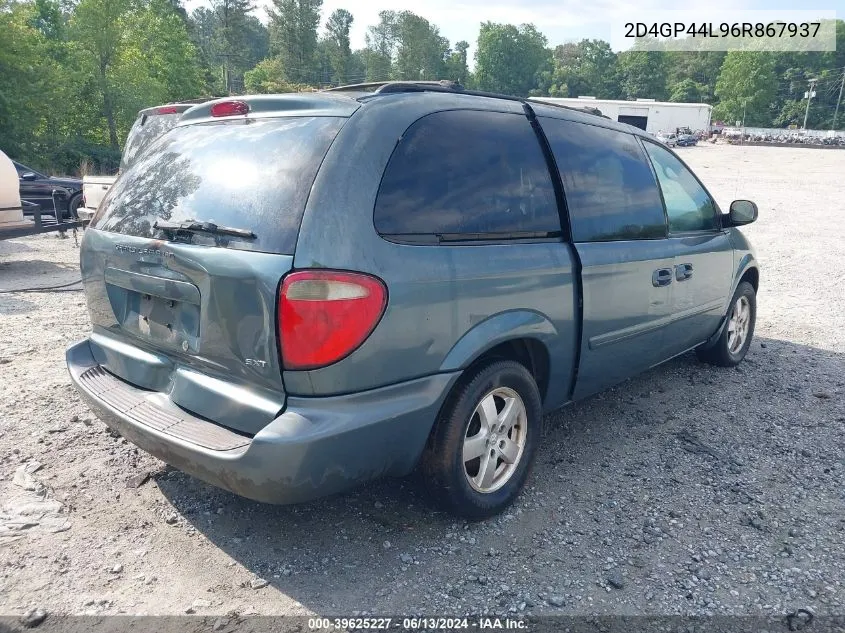 2006 Dodge Grand Caravan Sxt VIN: 2D4GP44L96R867937 Lot: 39625227