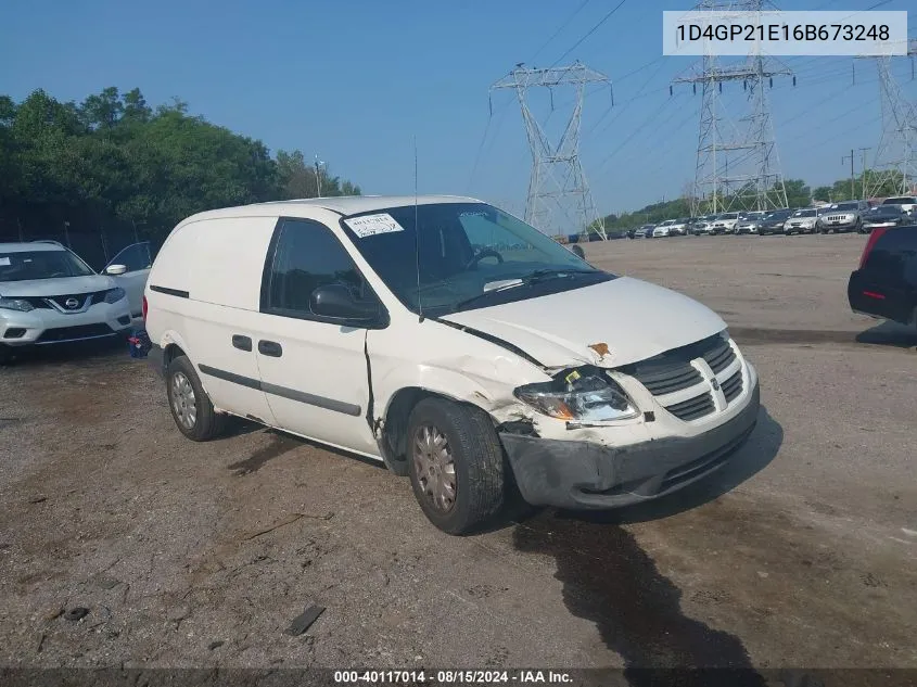 2006 Dodge Caravan Cv VIN: 1D4GP21E16B673248 Lot: 40117014