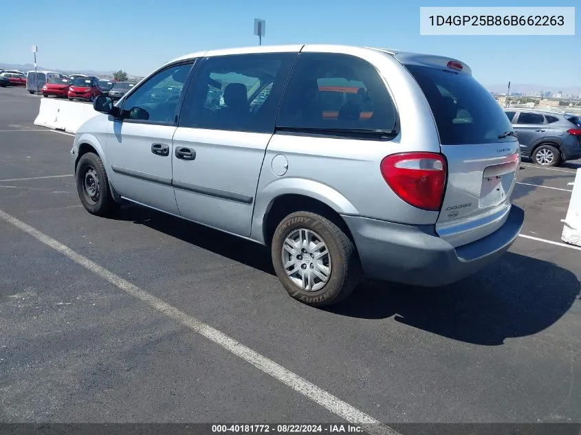 2006 Dodge Caravan Se VIN: 1D4GP25B86B662263 Lot: 40181772