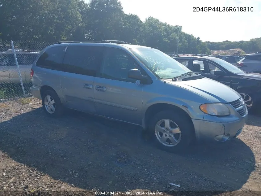 2006 Dodge Grand Caravan Sxt VIN: 2D4GP44L36R618310 Lot: 40194571