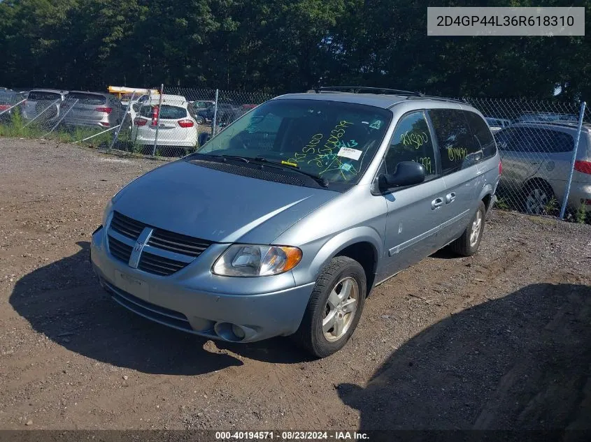 2006 Dodge Grand Caravan Sxt VIN: 2D4GP44L36R618310 Lot: 40194571