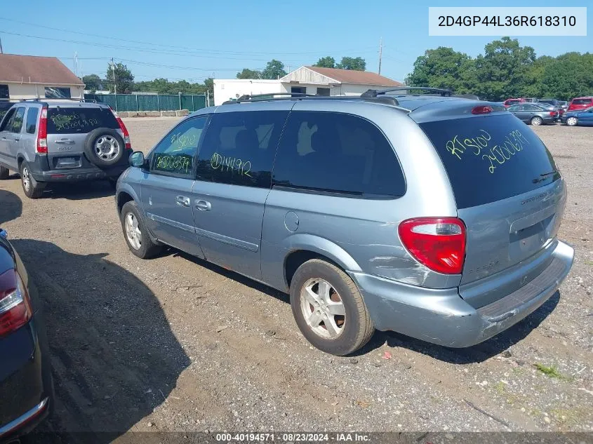 2006 Dodge Grand Caravan Sxt VIN: 2D4GP44L36R618310 Lot: 40194571