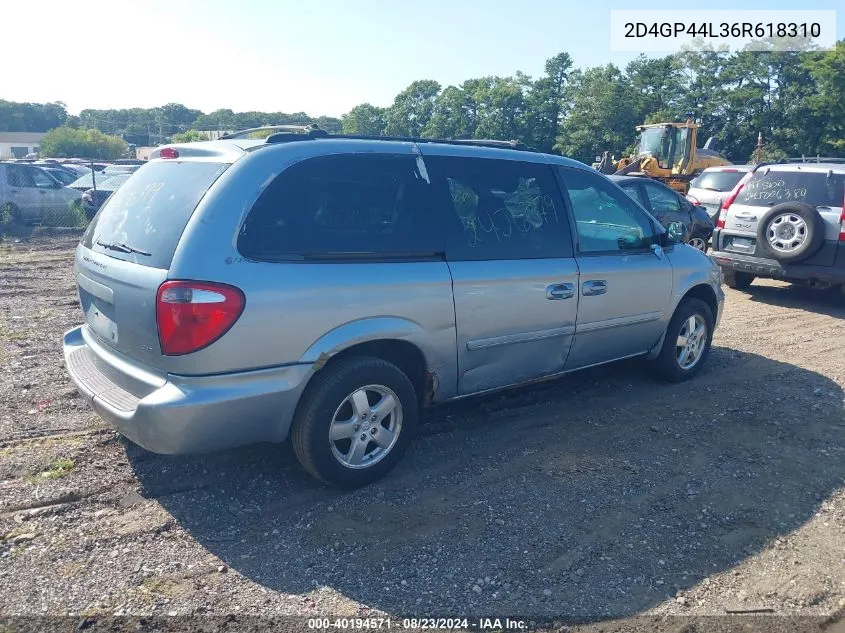 2006 Dodge Grand Caravan Sxt VIN: 2D4GP44L36R618310 Lot: 40194571