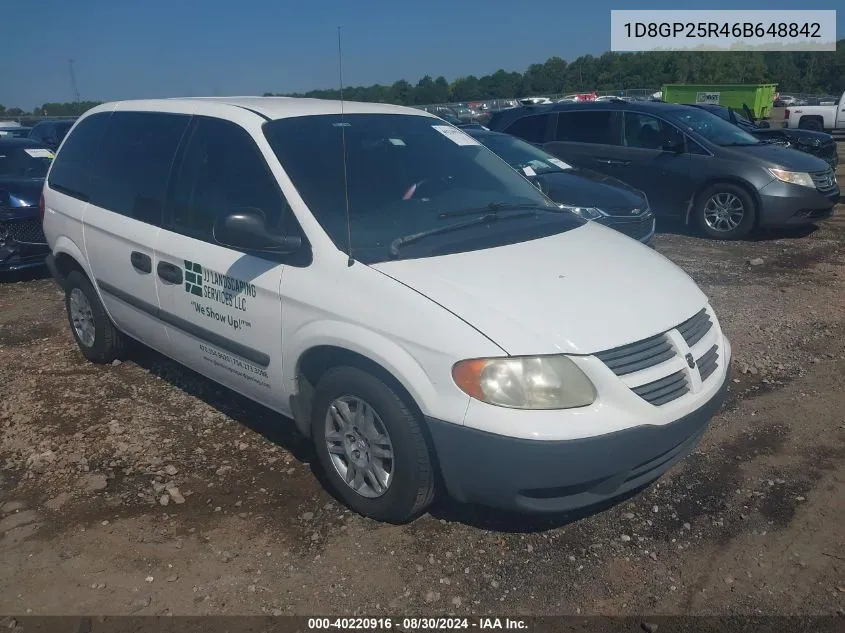 2006 Dodge Caravan Se VIN: 1D8GP25R46B648842 Lot: 40220916