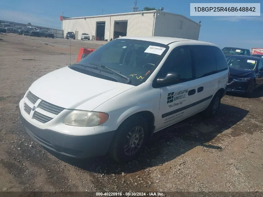 2006 Dodge Caravan Se VIN: 1D8GP25R46B648842 Lot: 40220916