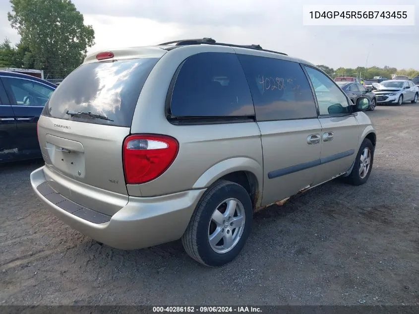 2006 Dodge Caravan Sxt VIN: 1D4GP45R56B743455 Lot: 40286152