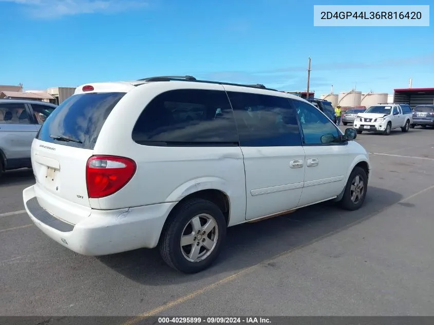 2006 Dodge Grand Caravan Sxt VIN: 2D4GP44L36R816420 Lot: 40295899