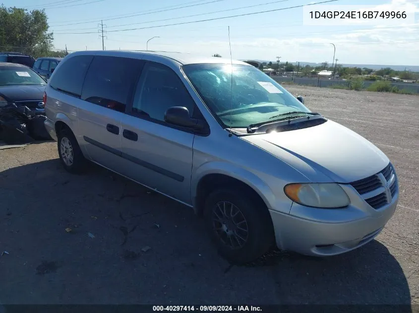 2006 Dodge Grand Caravan Se VIN: 1D4GP24E16B749966 Lot: 40297414