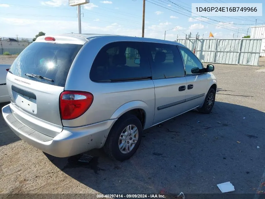 2006 Dodge Grand Caravan Se VIN: 1D4GP24E16B749966 Lot: 40297414