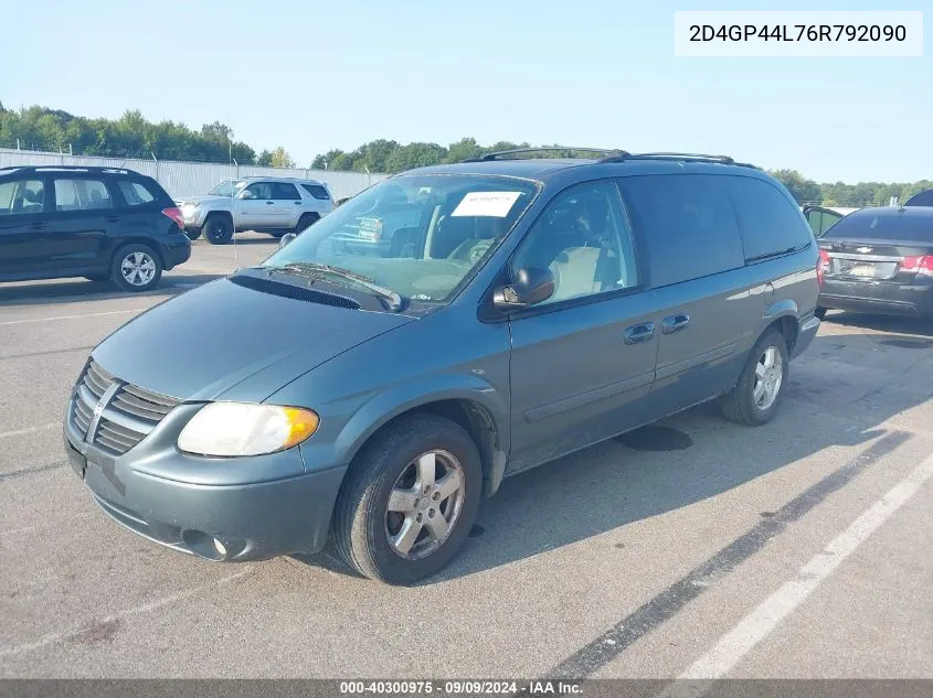 2006 Dodge Grand Caravan Sxt VIN: 2D4GP44L76R792090 Lot: 40300975