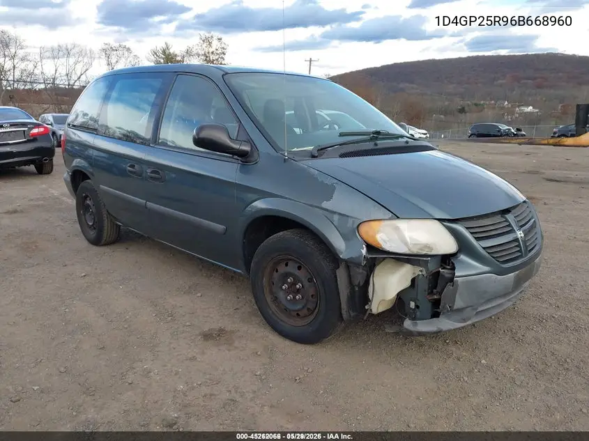 1D4GP25R96B668960 2006 Dodge Caravan Se