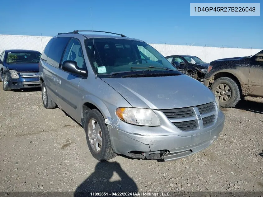 2007 Dodge Caravan Sxt VIN: 1D4GP45R27B226048 Lot: 11992851