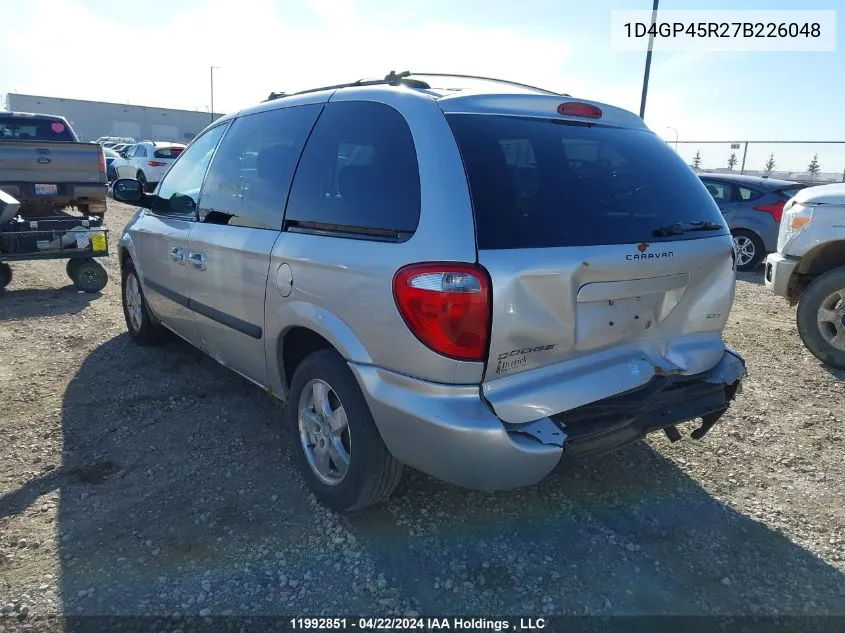 2007 Dodge Caravan Sxt VIN: 1D4GP45R27B226048 Lot: 11992851