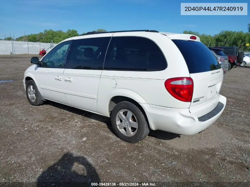 2007 Dodge Grand Caravan Sxt VIN: 2D4GP44L47R240919 Lot: 39426136