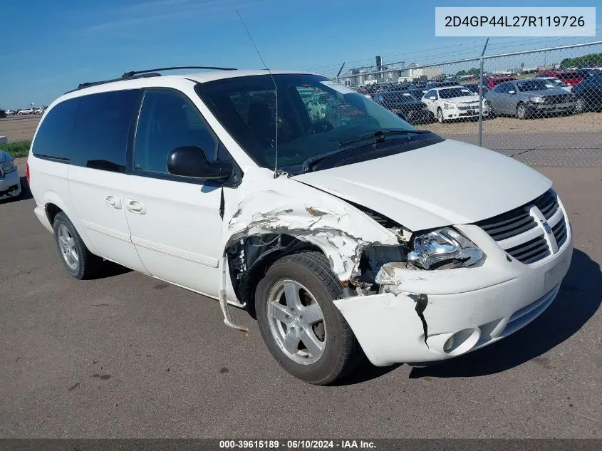 2007 Dodge Grand Caravan Sxt VIN: 2D4GP44L27R119726 Lot: 39615189