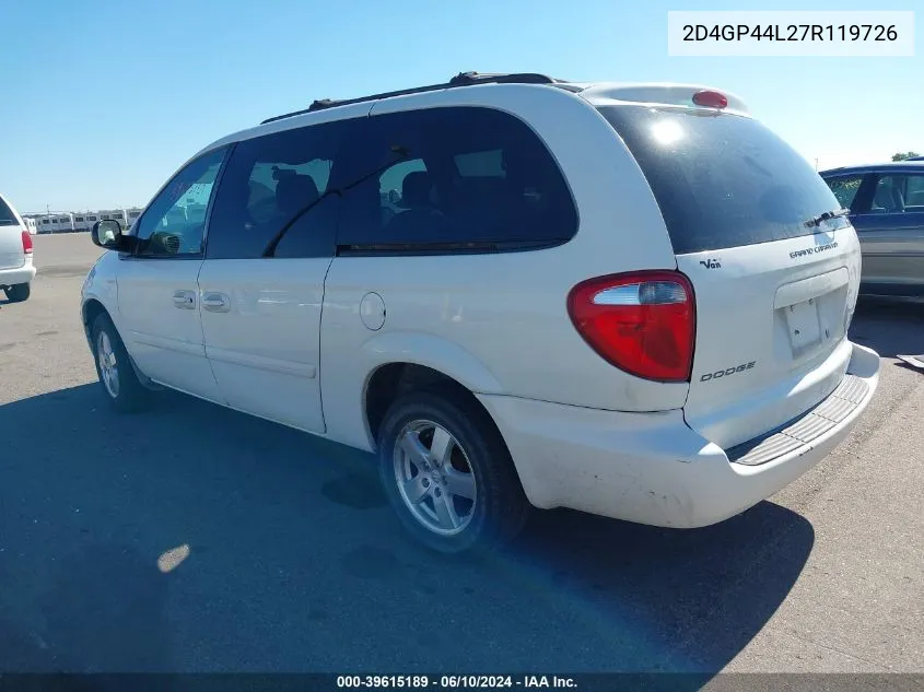 2007 Dodge Grand Caravan Sxt VIN: 2D4GP44L27R119726 Lot: 39615189