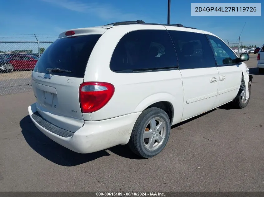 2007 Dodge Grand Caravan Sxt VIN: 2D4GP44L27R119726 Lot: 39615189