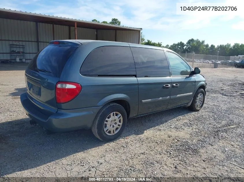 2007 Dodge Grand Caravan Se VIN: 1D4GP24R77B202706 Lot: 40112783