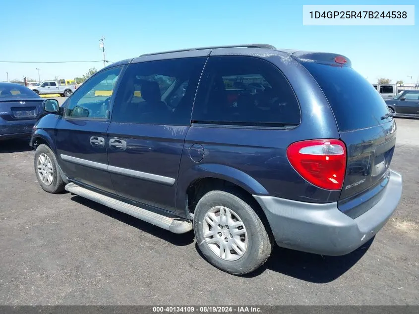 2007 Dodge Caravan Se VIN: 1D4GP25R47B244538 Lot: 40134109