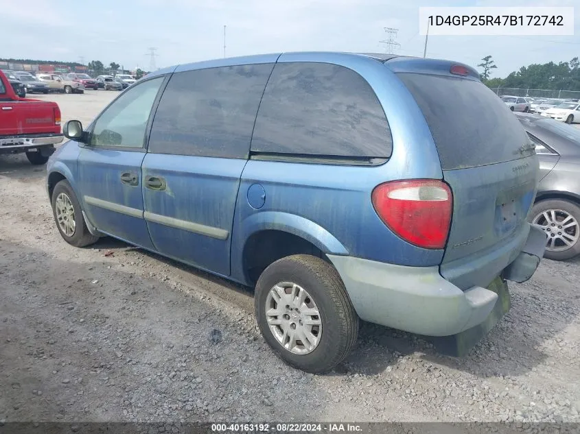 2007 Dodge Caravan Se VIN: 1D4GP25R47B172742 Lot: 40163192