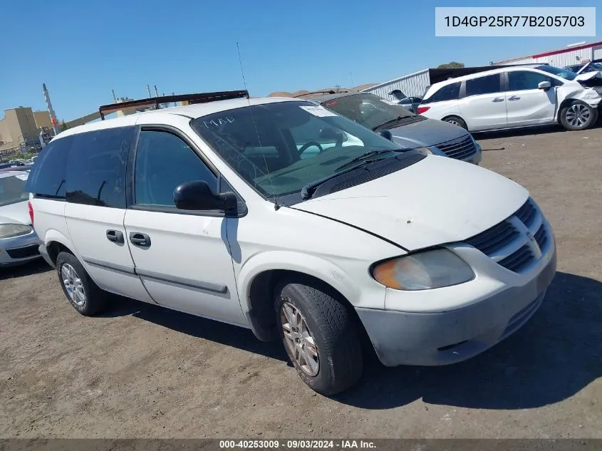 2007 Dodge Caravan Se VIN: 1D4GP25R77B205703 Lot: 40253009