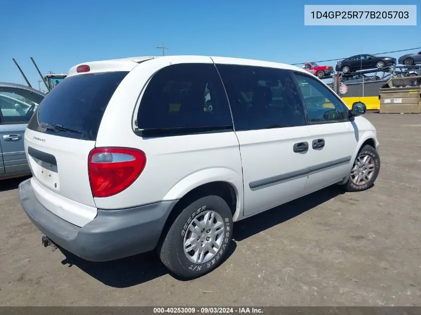 2007 Dodge Caravan Se VIN: 1D4GP25R77B205703 Lot: 40253009