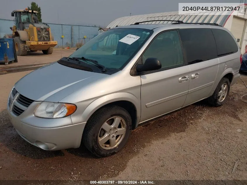 2007 Dodge Grand Caravan Sxt VIN: 2D4GP44L87R172947 Lot: 40303797