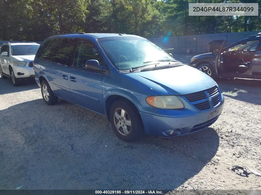 2007 Dodge Grand Caravan Sxt VIN: 2D4GP44L87R344099 Lot: 40329195