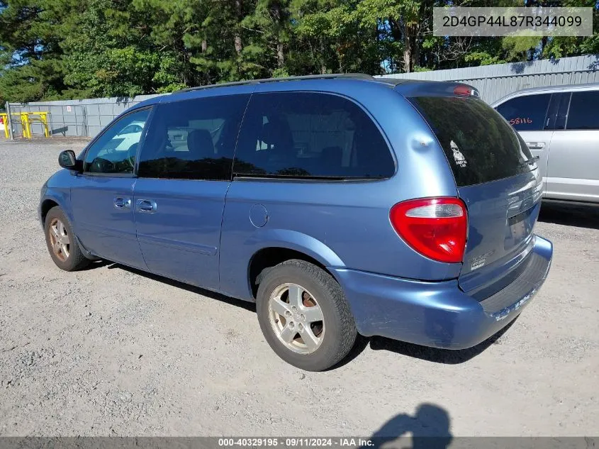 2007 Dodge Grand Caravan Sxt VIN: 2D4GP44L87R344099 Lot: 40329195