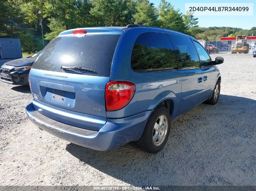 2007 Dodge Grand Caravan Sxt VIN: 2D4GP44L87R344099 Lot: 40329195