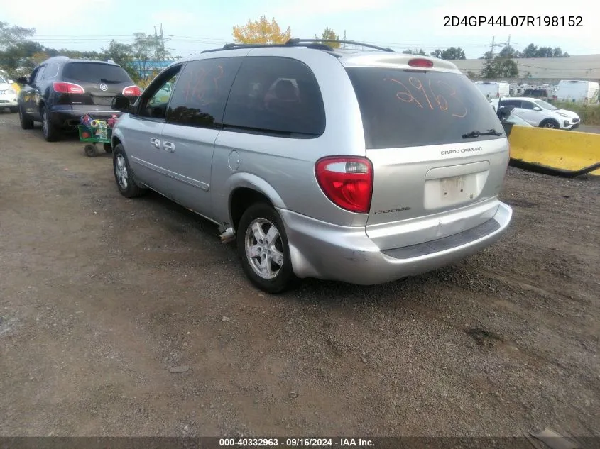 2D4GP44L07R198152 2007 Dodge Grand Caravan Sxt