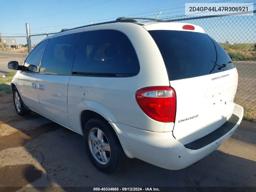 2007 Dodge Grand Caravan Sxt VIN: 2D4GP44L47R306921 Lot: 40334665