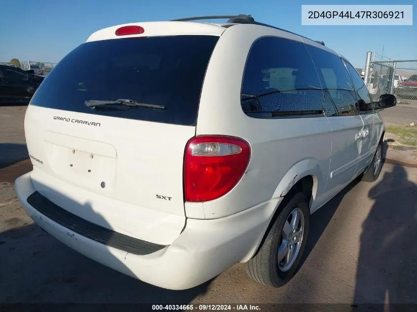 2007 Dodge Grand Caravan Sxt VIN: 2D4GP44L47R306921 Lot: 40334665