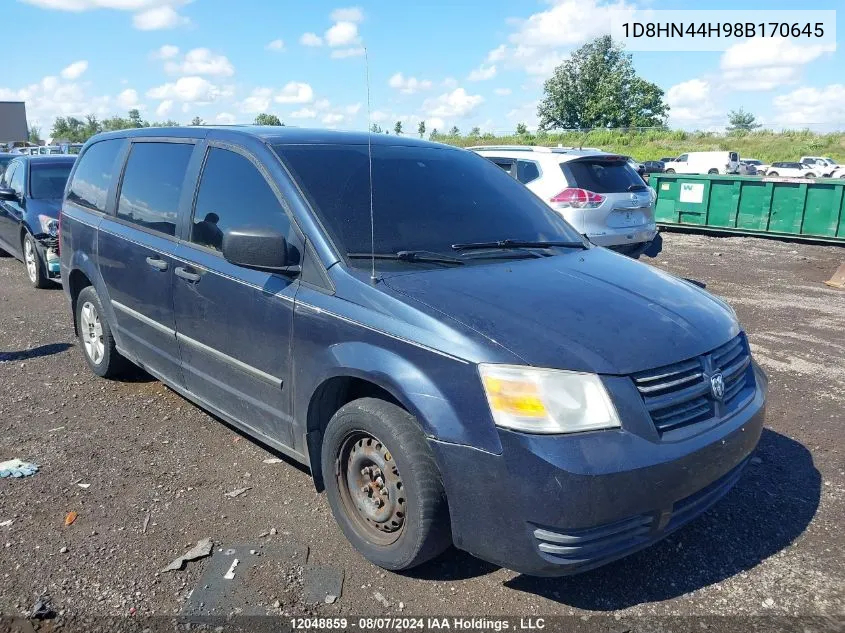 1D8HN44H98B170645 2008 Dodge Grand Caravan Se