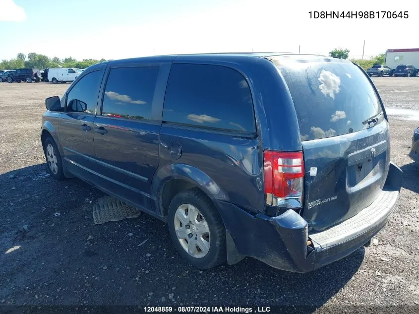 1D8HN44H98B170645 2008 Dodge Grand Caravan Se