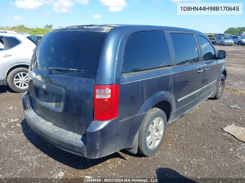 1D8HN44H98B170645 2008 Dodge Grand Caravan Se