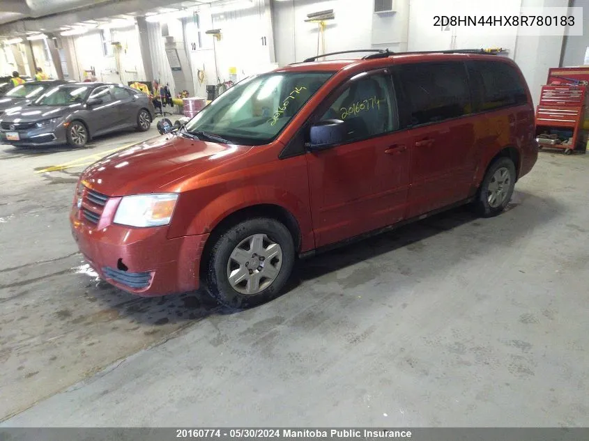 2008 Dodge Grand Caravan Se VIN: 2D8HN44HX8R780183 Lot: 20160774