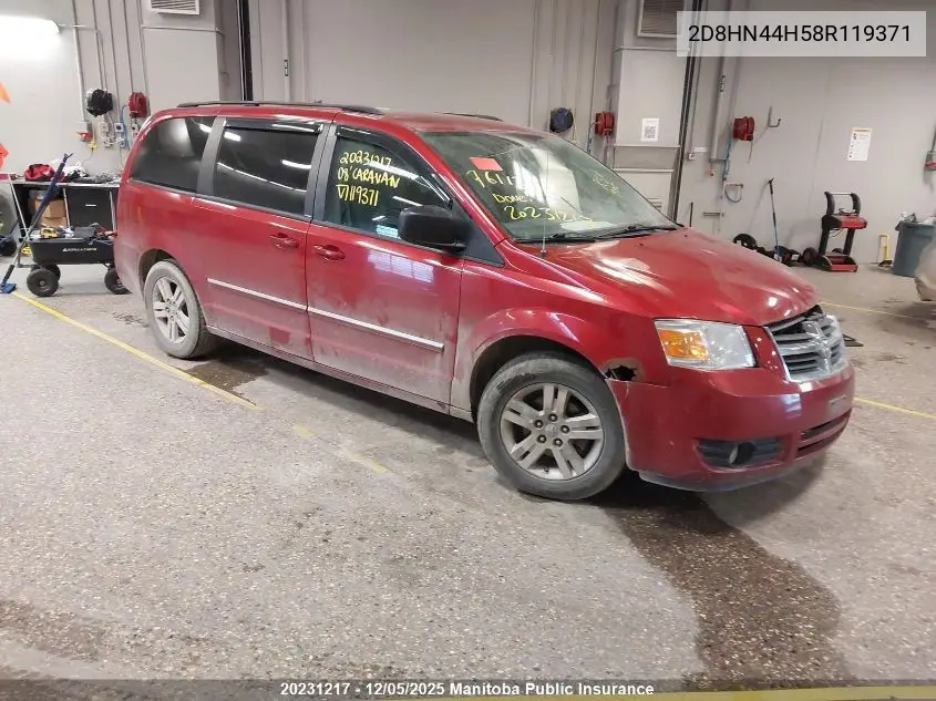 2D8HN44H58R119371 2008 Dodge Grand Caravan Sxt