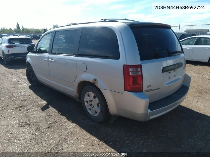 2008 Dodge Grand Caravan Se VIN: 2D8HN44H58R692724 Lot: 30038730